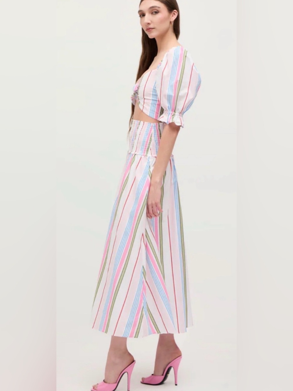 Hill House Rainbow Stripe Set - Isabella top M + Delphine Nap Skirt S - Picture 9 of 9